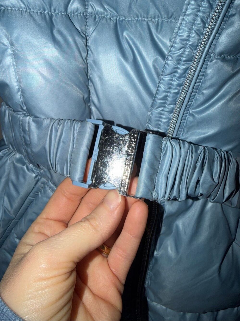 Michael Kors Little Girls hooded Heavy Weight Stadium puffer Jacket light blue S - Picture 4 of 5